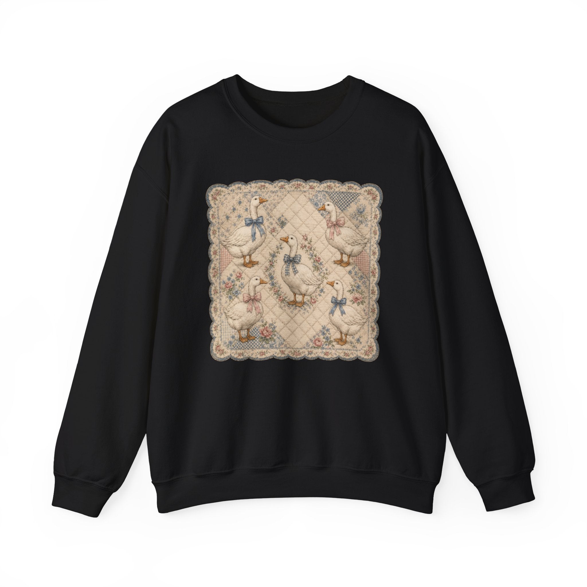 Grannycore Vintage Geese Quilt Crewneck Sweatshirt