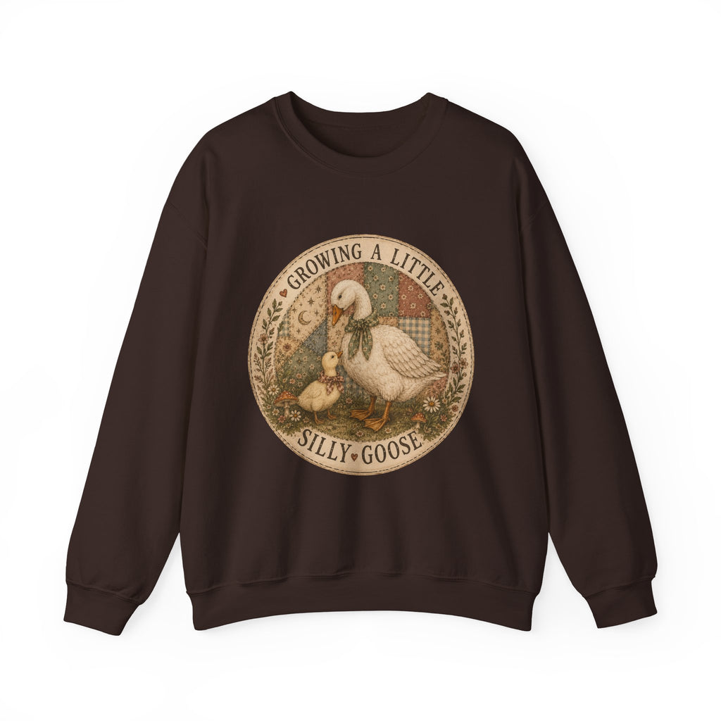 Expectant Mother Crewneck — Vintage Quilted Goose ‘Growing a Silly Little Goose’