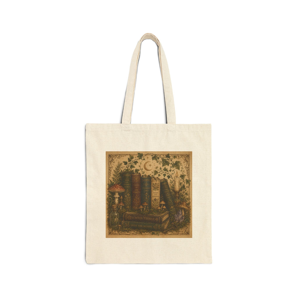 Mystical Books-Cotton Canvas Tote Bag