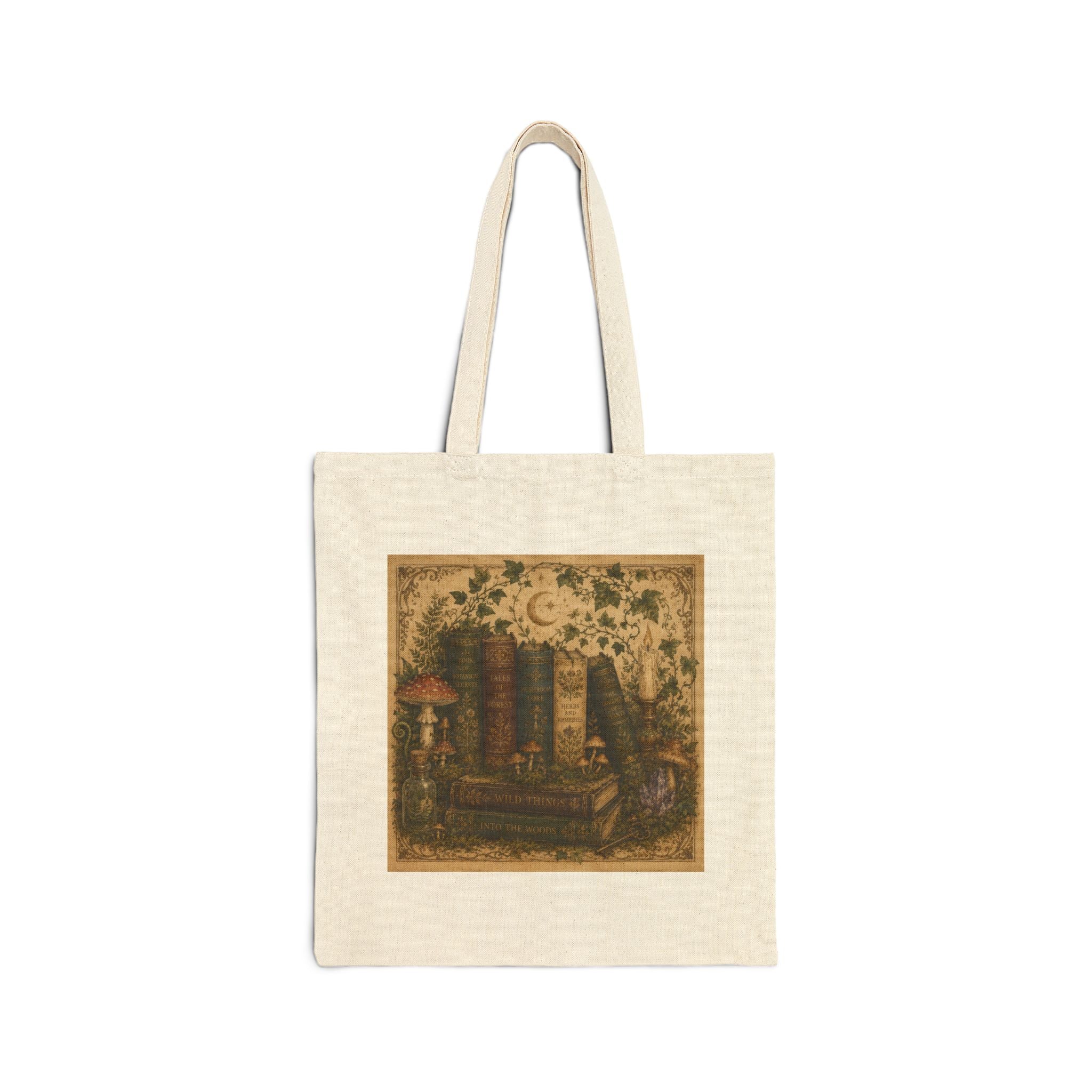 Mystical Books-Cotton Canvas Tote Bag