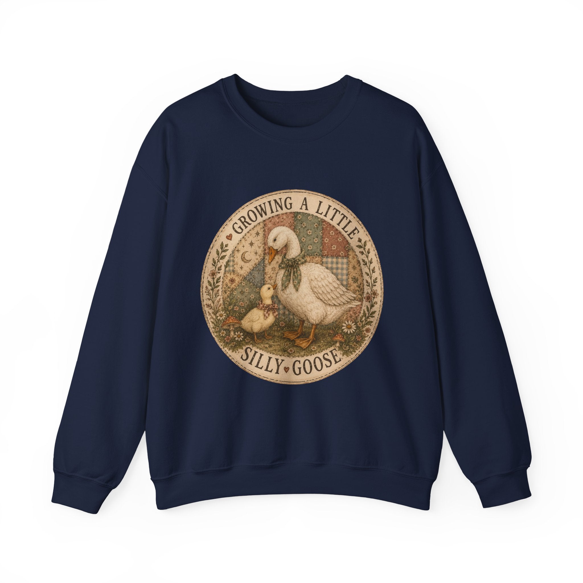 Expectant Mother Crewneck — Vintage Quilted Goose ‘Growing a Silly Little Goose’