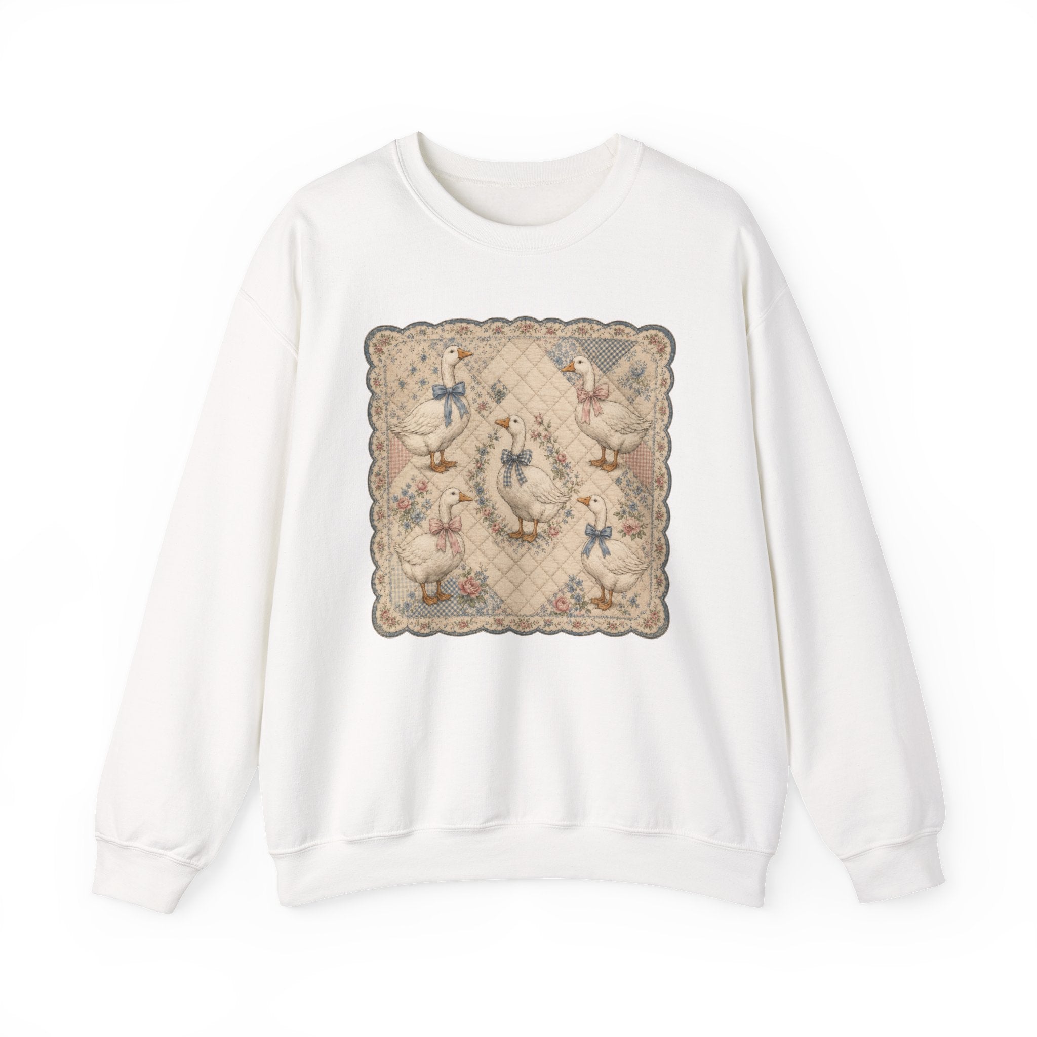 Grannycore Vintage Geese Quilt Crewneck Sweatshirt