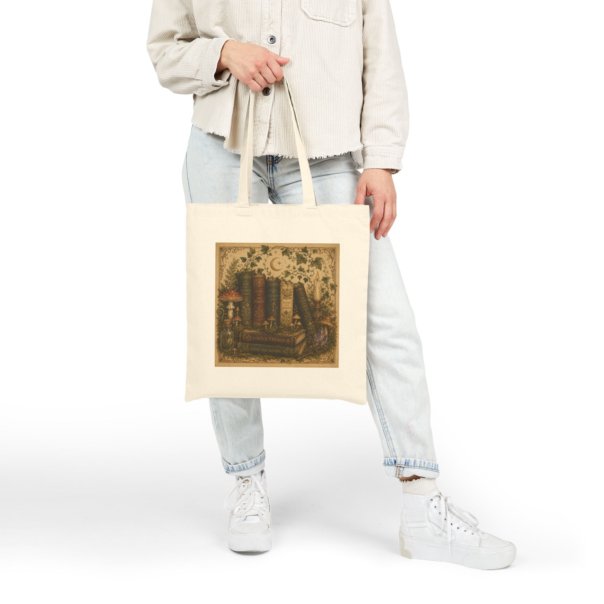 Mystical Books-Cotton Canvas Tote Bag