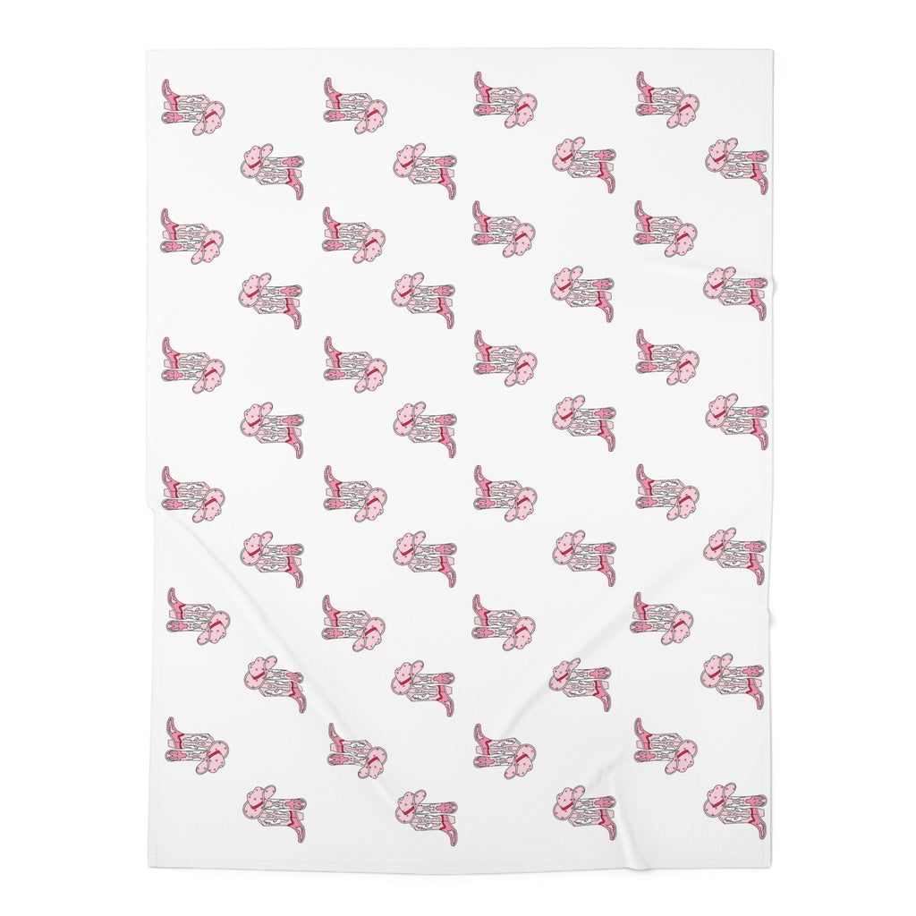 Pink Cowboy Hat & Boots Baby Swaddle Blanket