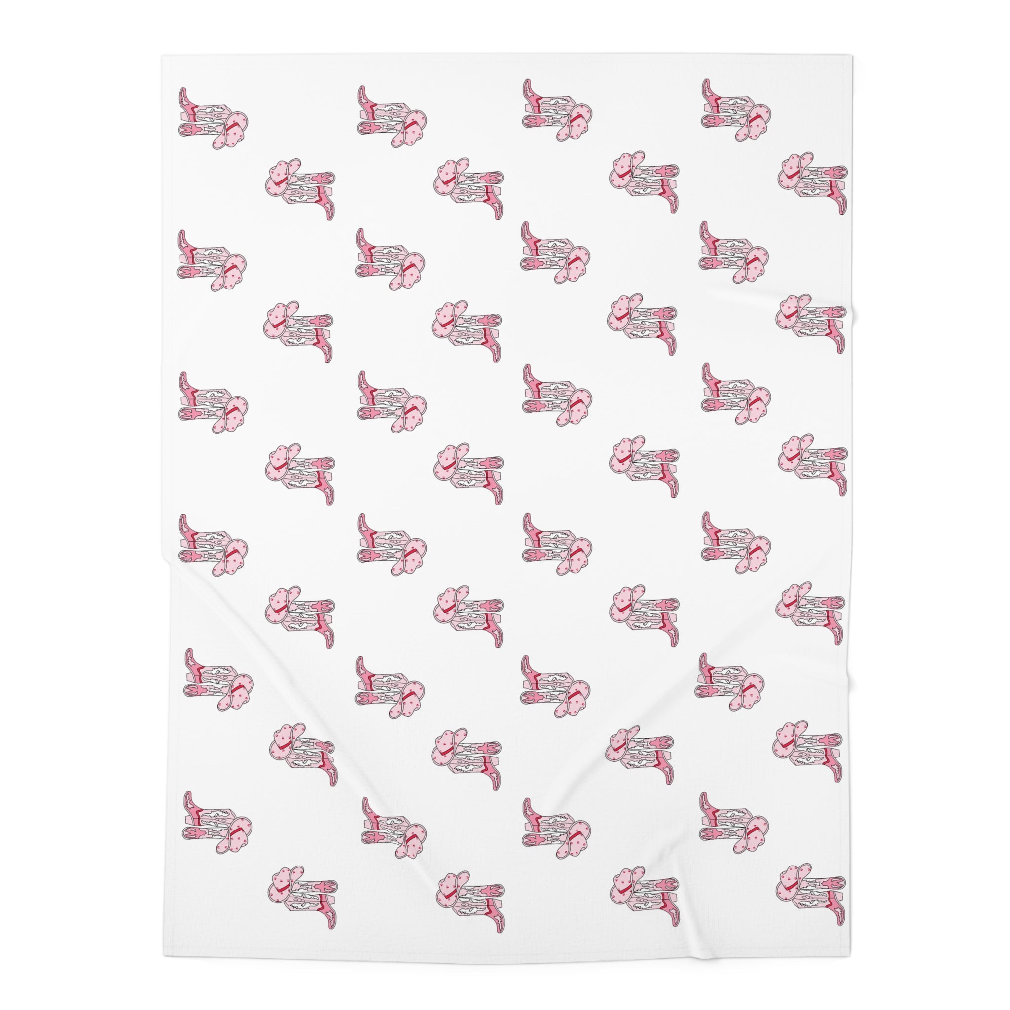 Pink Cowboy Hat & Boots Baby Swaddle Blanket