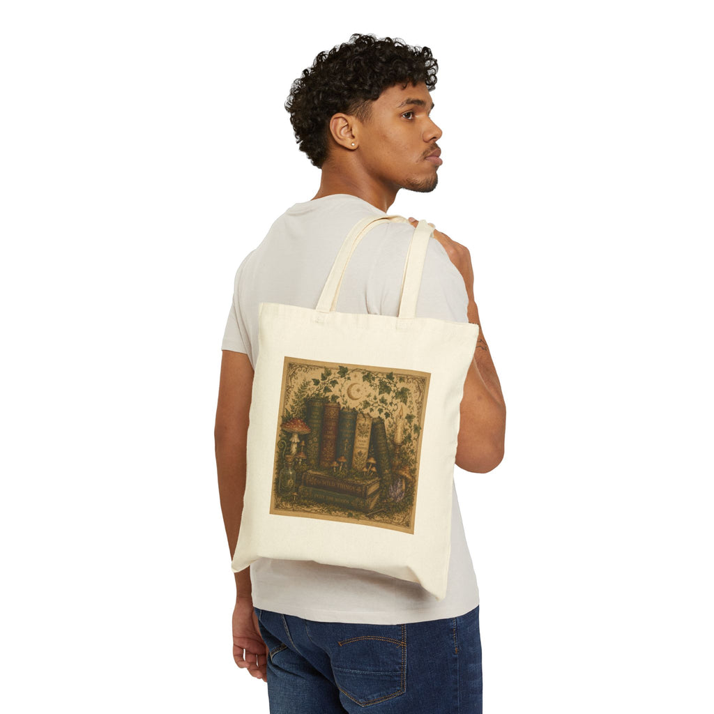 Mystical Books-Cotton Canvas Tote Bag