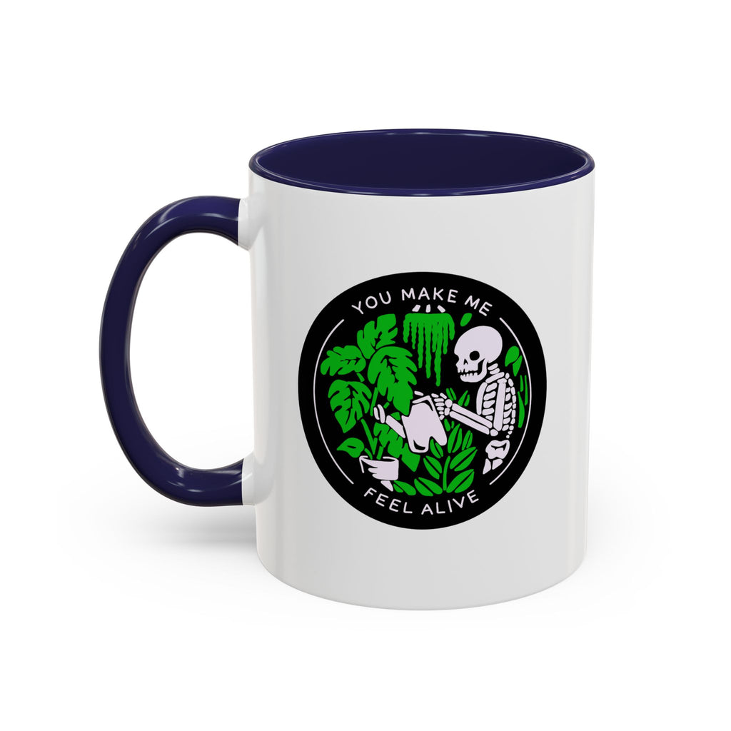 You Make Me Feel Alive Skeleton Watering Plants Accent Coffee Mug