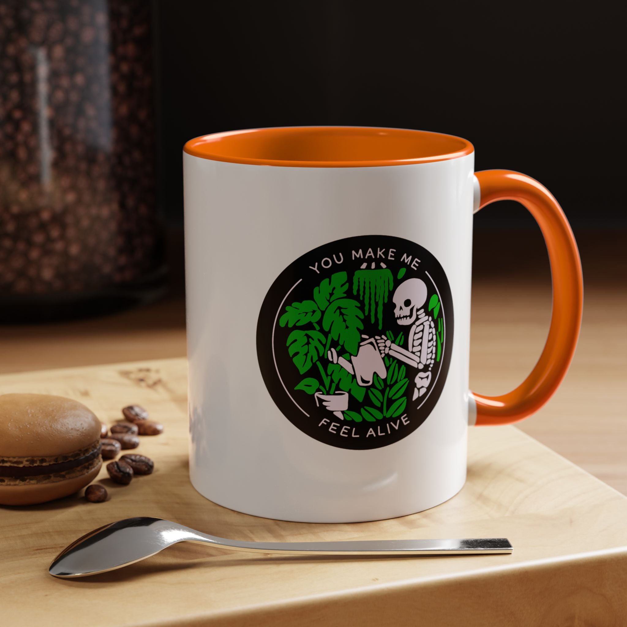 You Make Me Feel Alive Skeleton Watering Plants Accent Coffee Mug