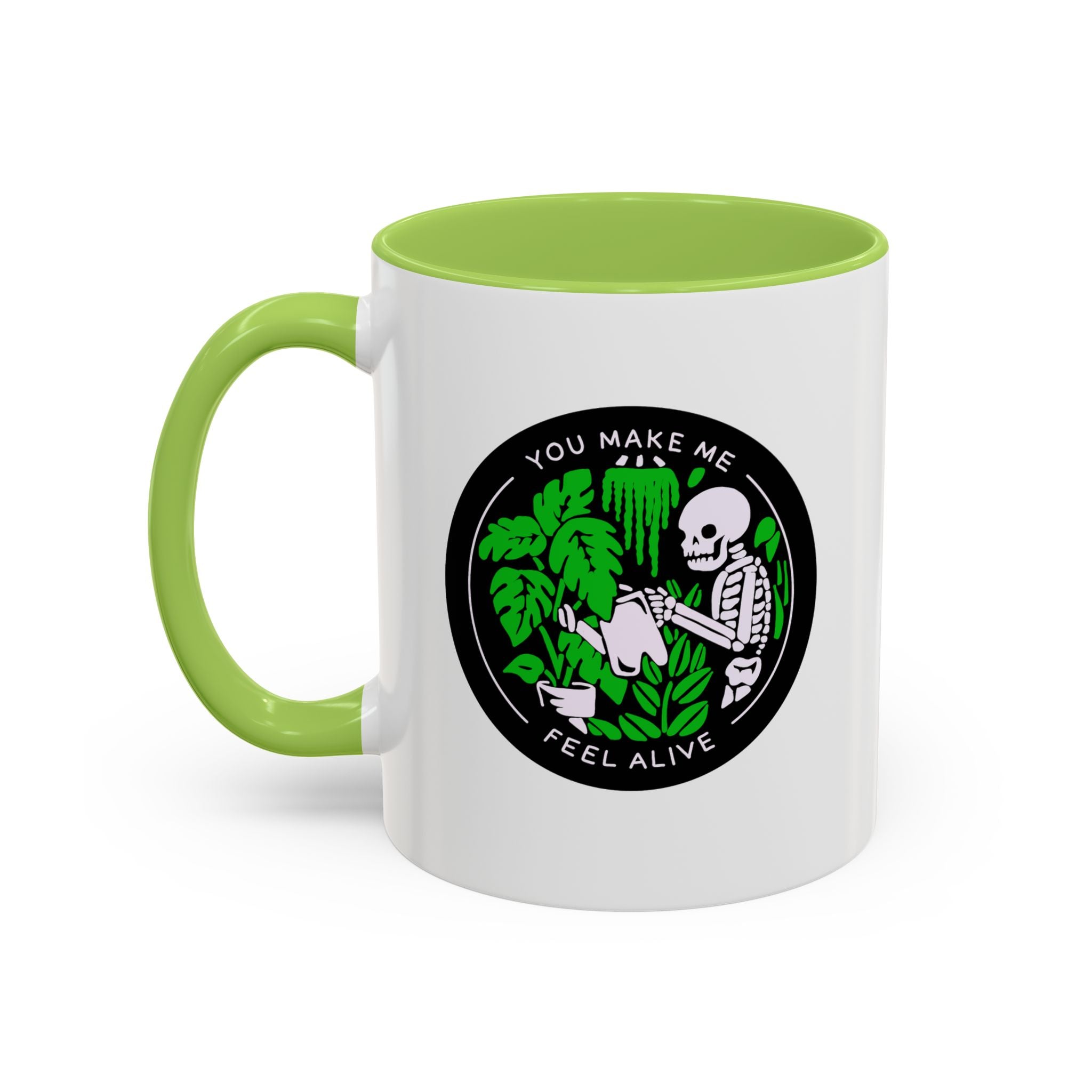 You Make Me Feel Alive Skeleton Watering Plants Accent Coffee Mug