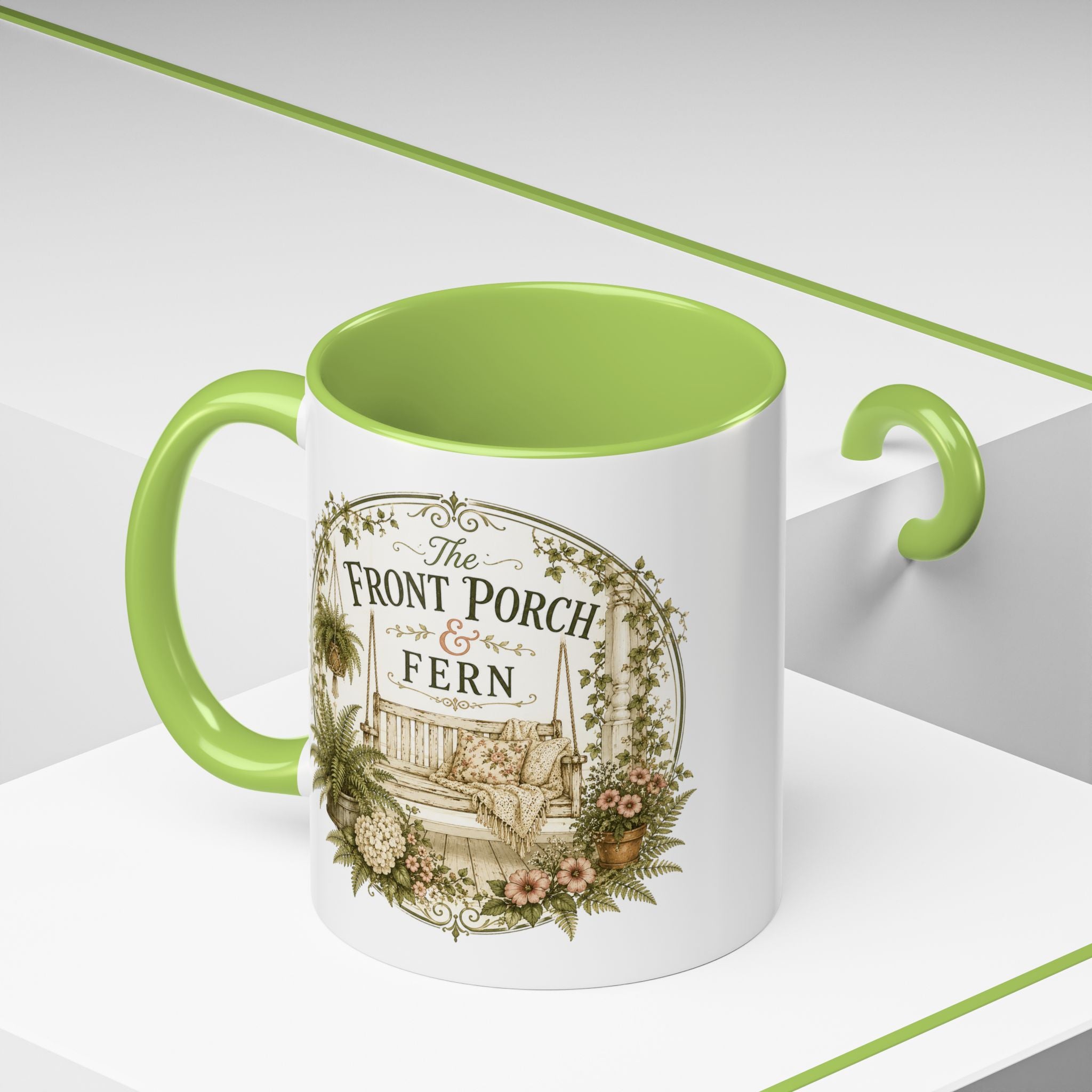 Front Porch & Fern Coffee Mug — 11oz Accent Ceramic Mug