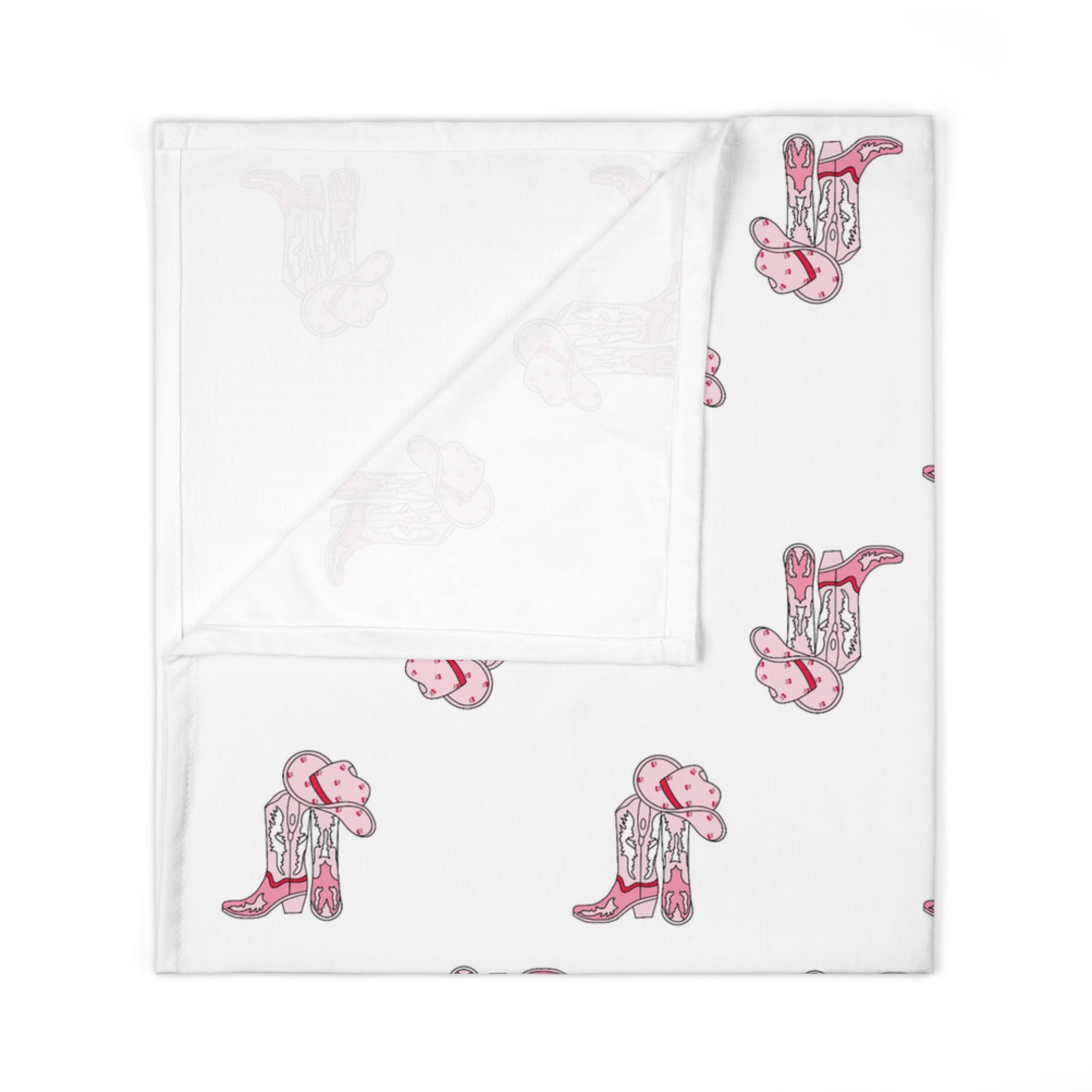 Pink Cowboy Hat & Boots Baby Swaddle Blanket