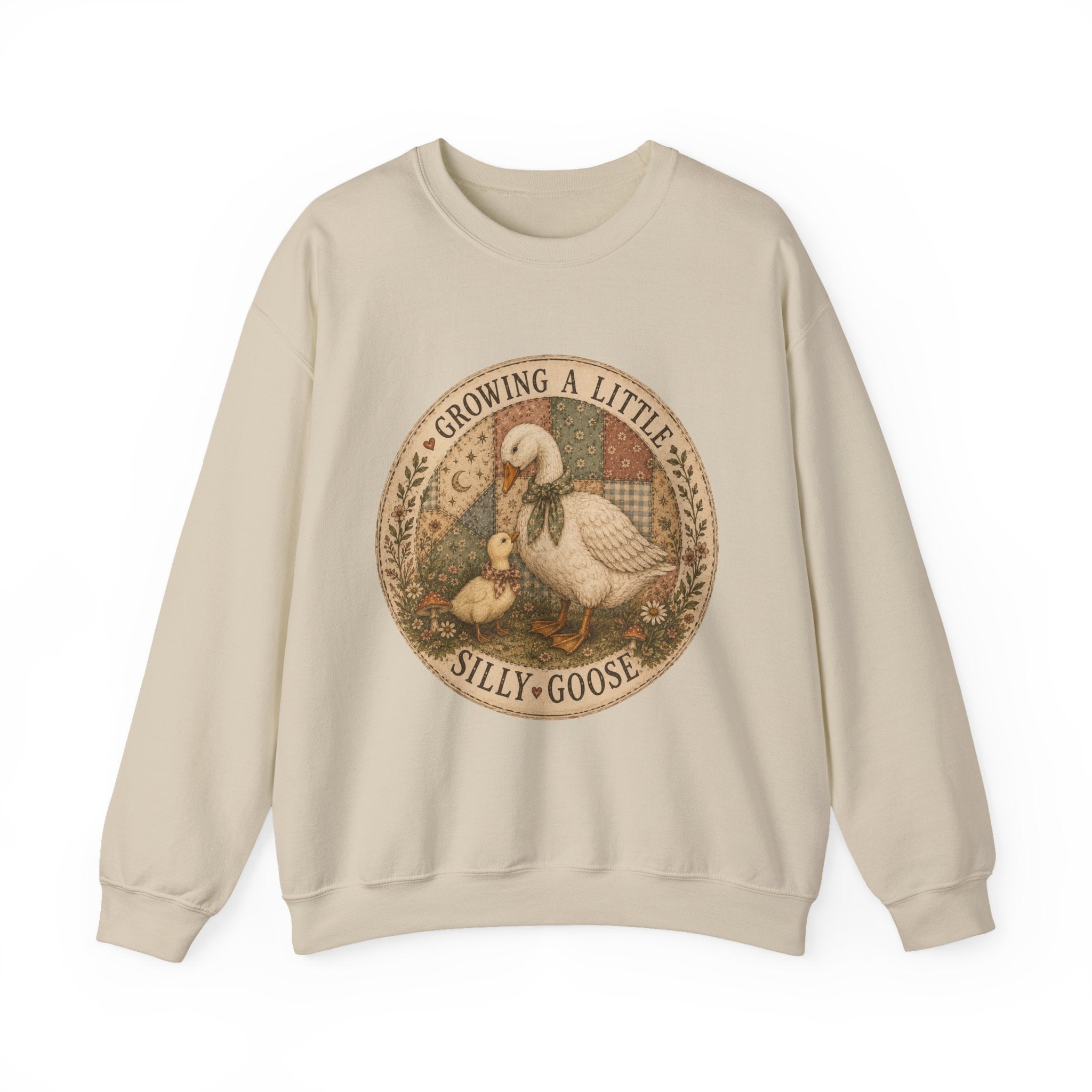 Expectant Mother Crewneck — Vintage Quilted Goose ‘Growing a Silly Little Goose’