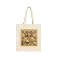 Vintage Geese with Books Cotton Canvas Tote Bag — Quilted Background
