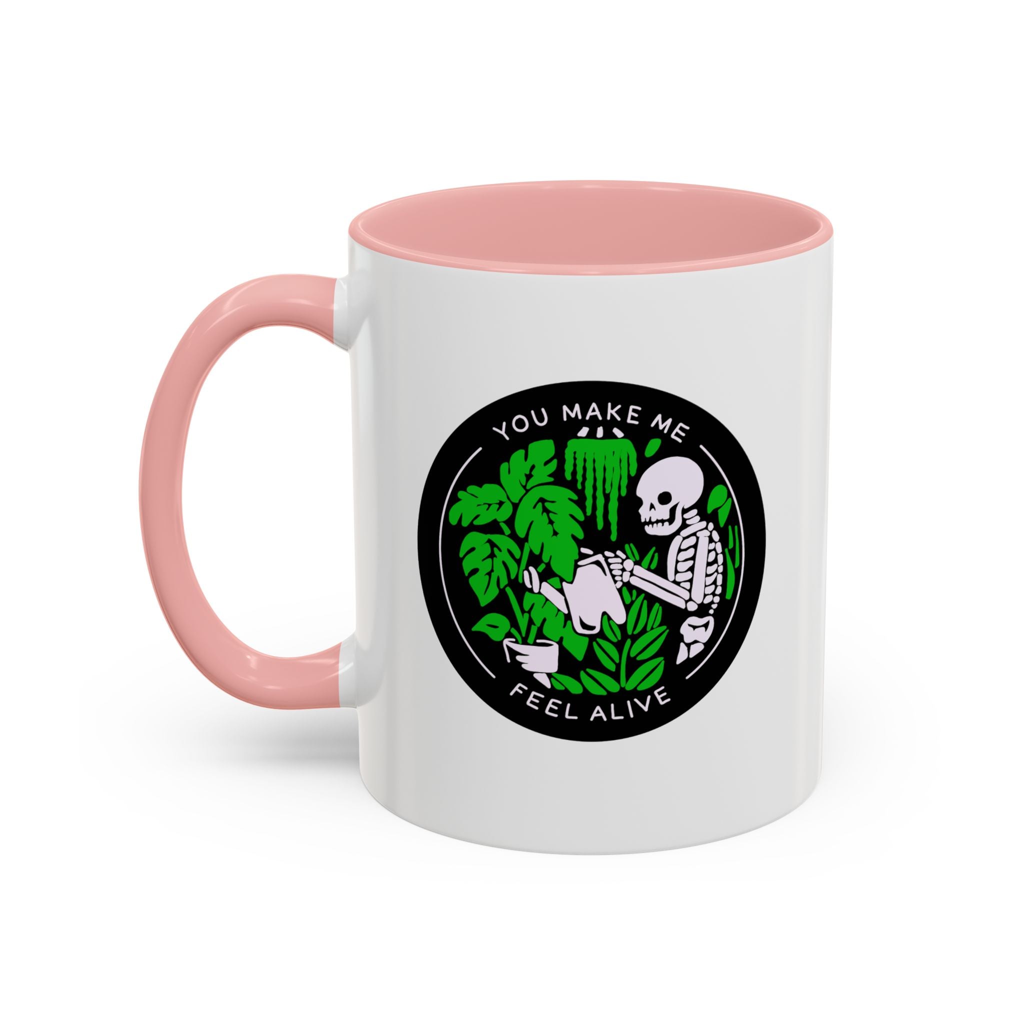 You Make Me Feel Alive Skeleton Watering Plants Accent Coffee Mug