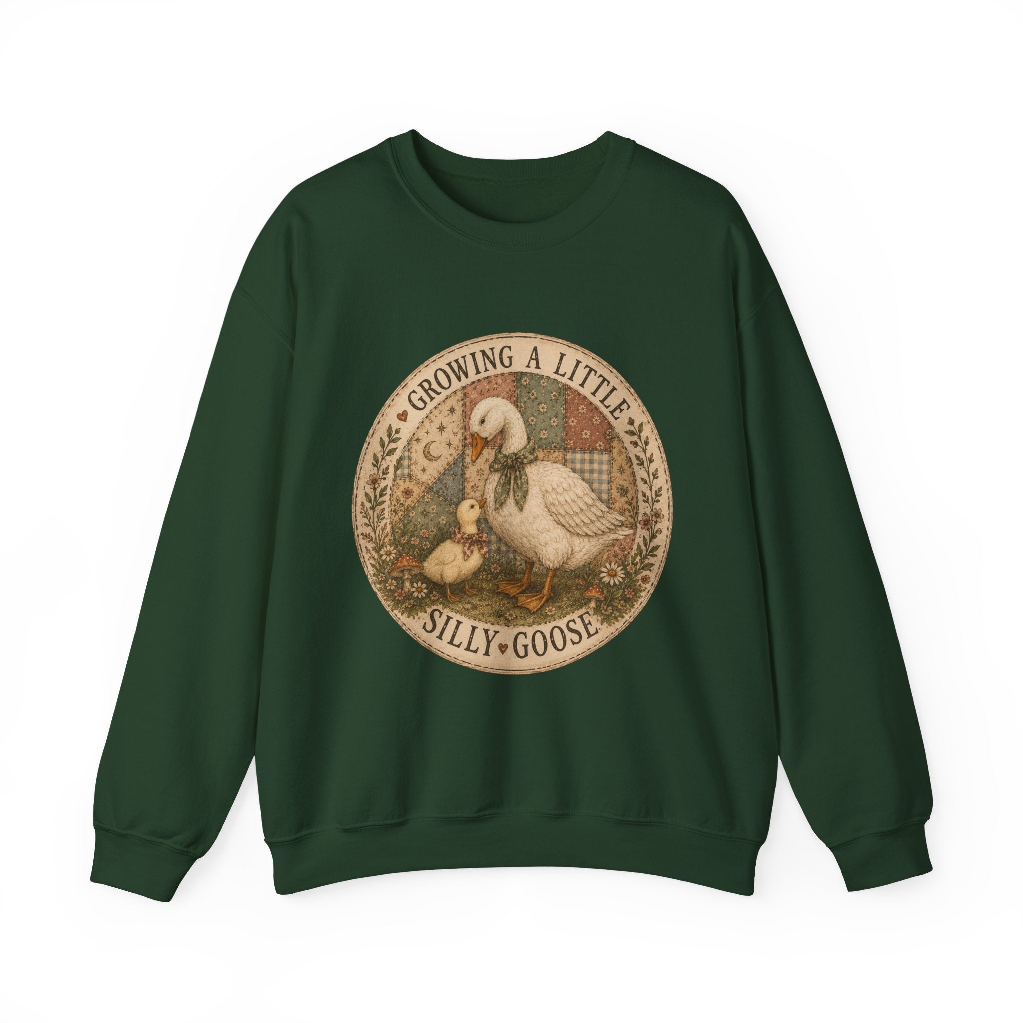 Expectant Mother Crewneck — Vintage Quilted Goose ‘Growing a Silly Little Goose’