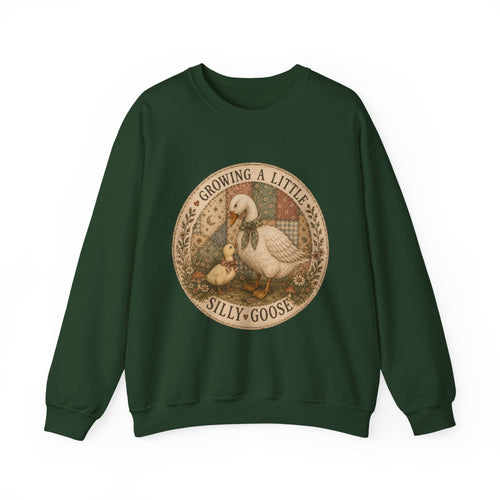 Expectant Mother Crewneck — Vintage Quilted Goose ‘Growing a Silly Little Goose’