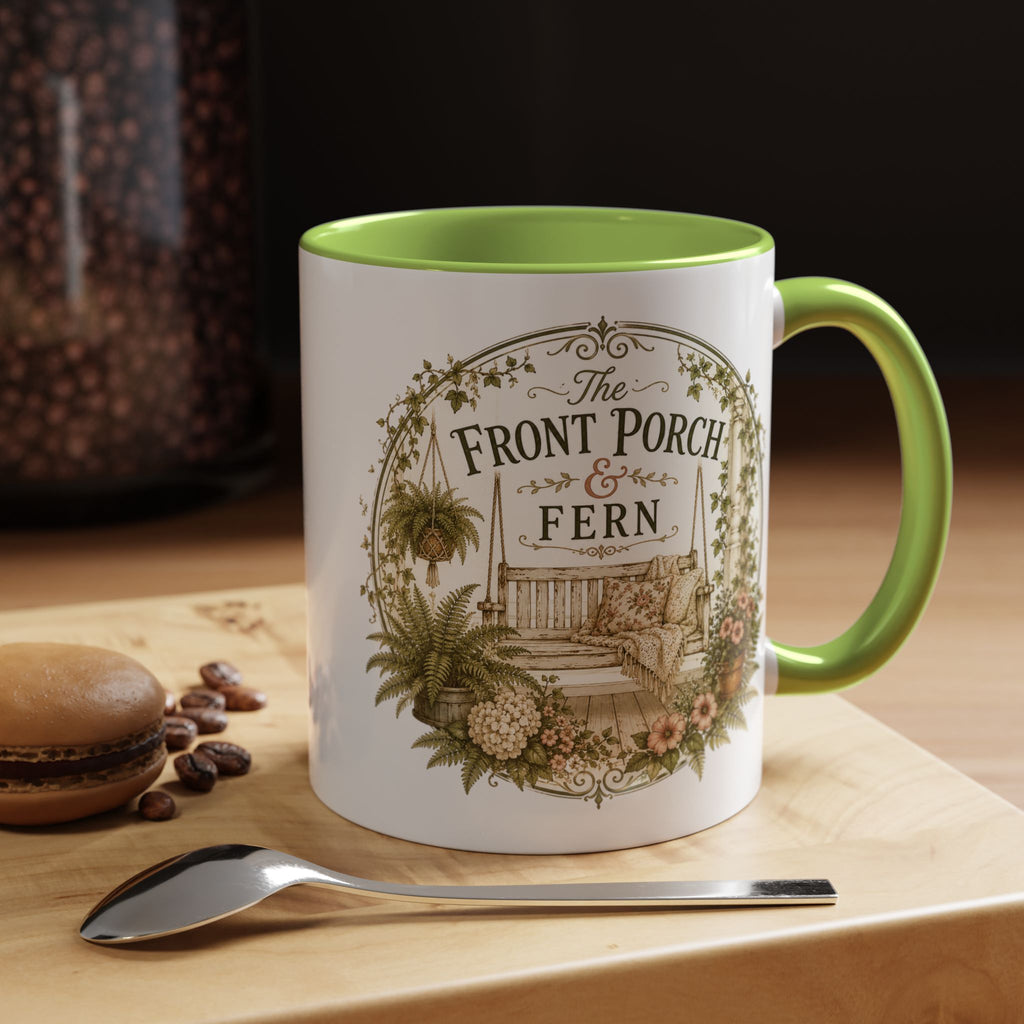 Front Porch & Fern Coffee Mug — 11oz Accent Ceramic Mug