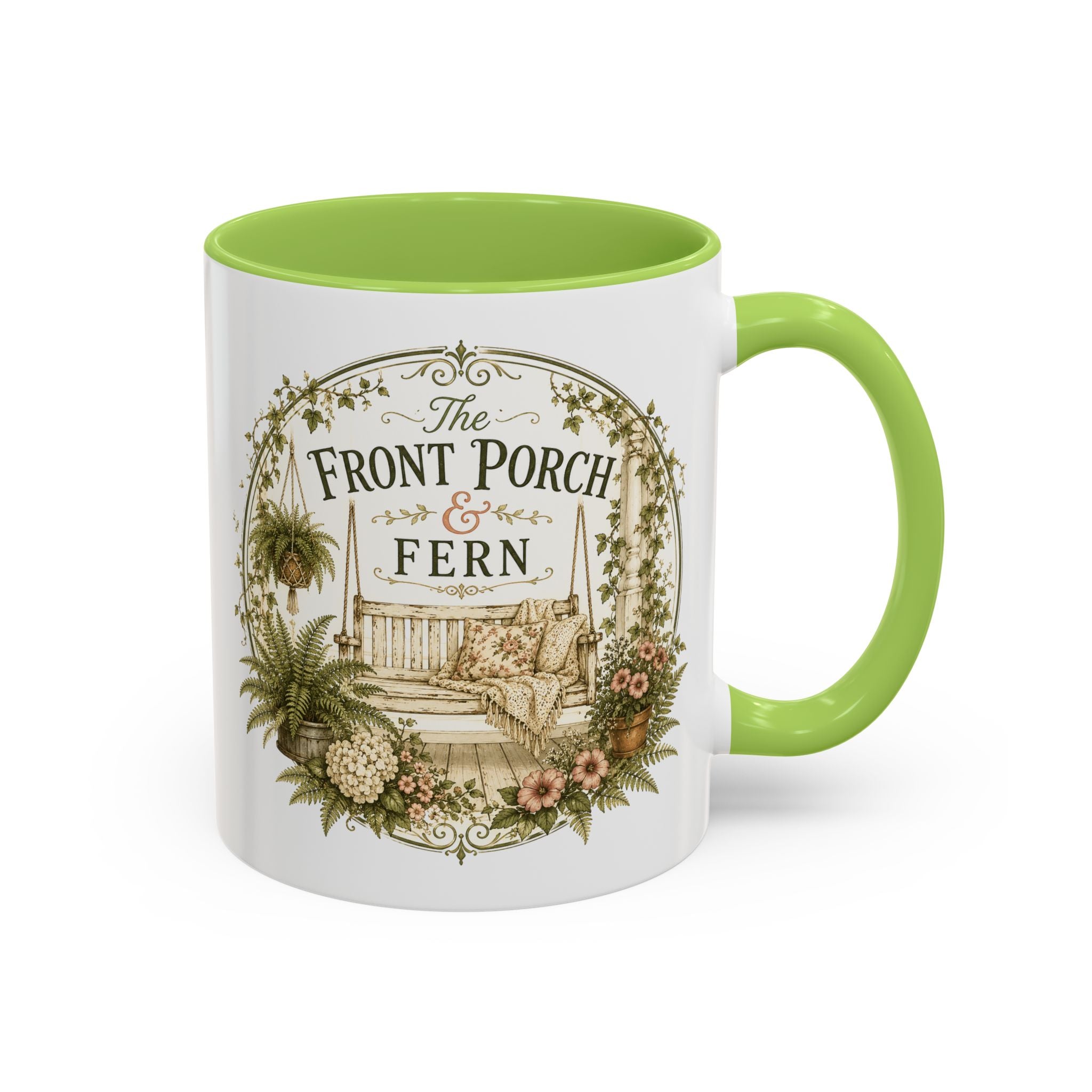 Front Porch & Fern Coffee Mug — 11oz Accent Ceramic Mug
