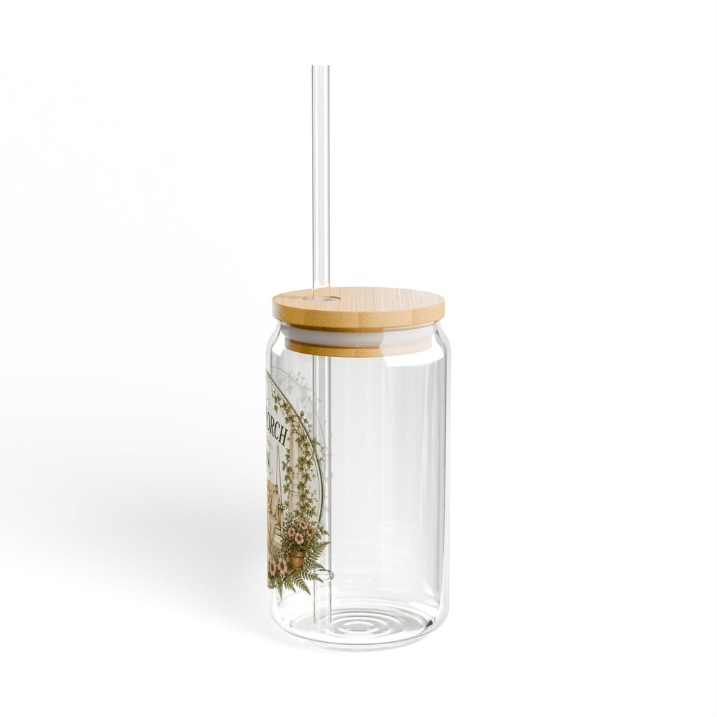 Front Porch and Fern 16oz Sipper Glass with Lid & Straw